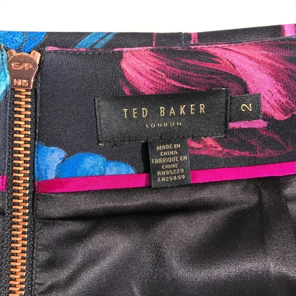 TED BAKER London Dabah Pencil skirt women size 2 US Small 4-6 Dark Floral Print - Picture 8 of 16